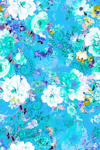 526949-时尚 大牌 花卉 佩斯利 花纹 蝴