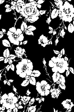 D&G黑白玫瑰花印花华亿平台图片