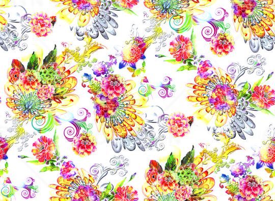 欧美花卉印花华亿平台图片