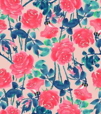 528093-时尚潮流原创手绘水彩花卉女装印花