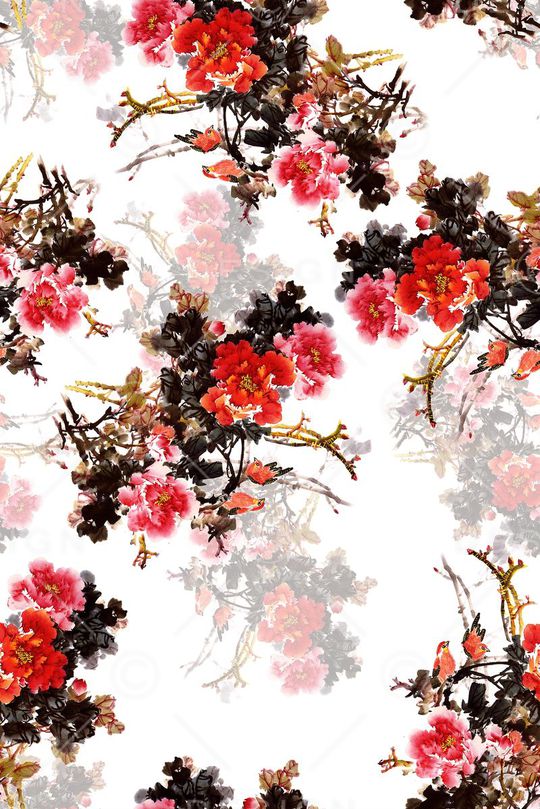 牡丹花印花华亿平台图片