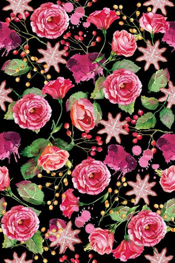 528172-流行时尚 高档大牌 花卉树叶 水彩