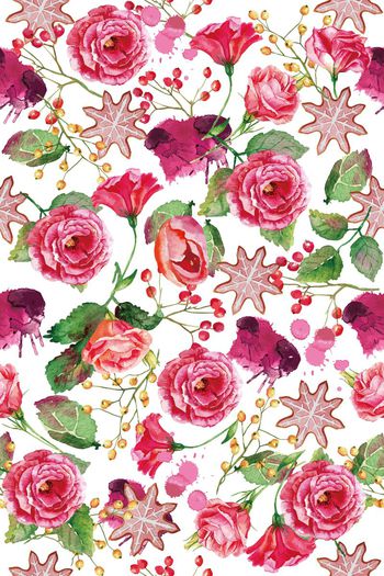 528173-流行时尚 高档大牌 花卉树叶 水彩