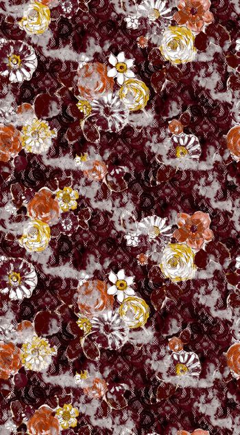 528338-复古 蕾丝 花卉 组合 服装 家纺