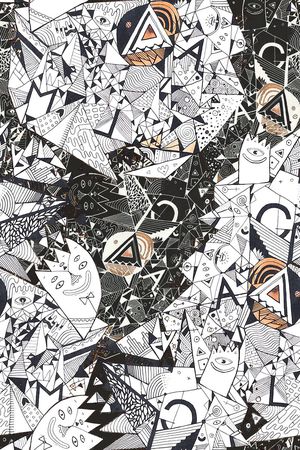 插画怪兽头像印花华亿平台图片