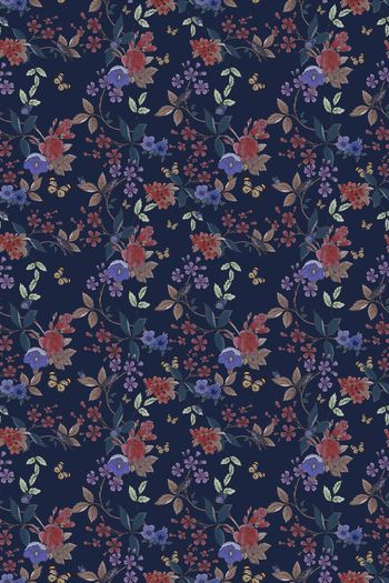 528426-欧式宫廷风复古小清新花卉飞鸟四方连