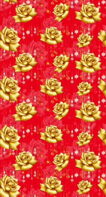 528439-欧美圣诞闪灯金色玫瑰印花