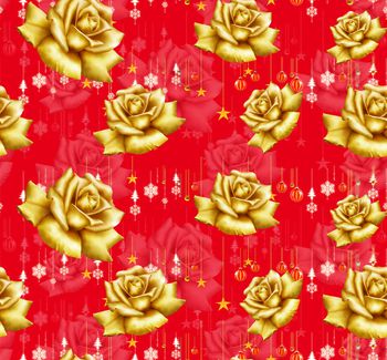 528440-欧美圣诞闪灯金色玫瑰印花