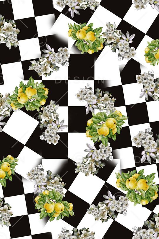 格子黑白印花华亿平台图片