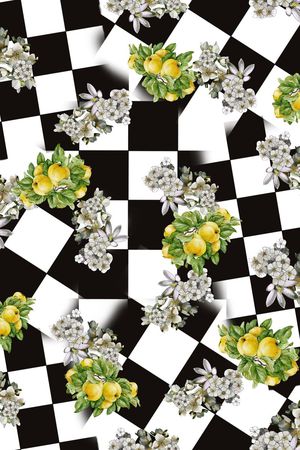 格子黑白印花华亿平台图片