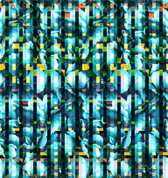 大花 大叶片 竖条 条格 几何 错位  叠加 立体印花华亿平台图片