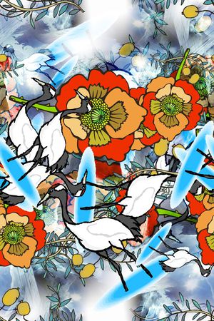 抽象几何印花华亿平台图片