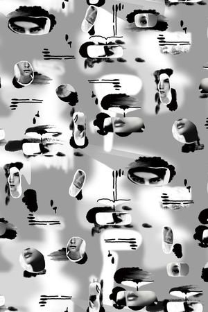 抽象人脸几何印花华亿平台图片