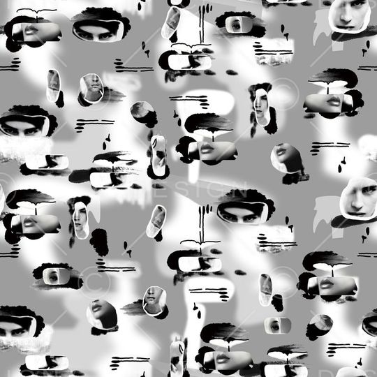 抽象人脸几何印花华亿平台图片