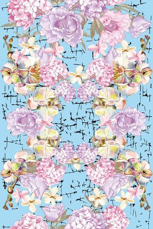 彩色花卉印花华亿平台图片