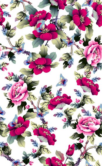 528965-欧美流行时尚蝴蝶陪中国风花 