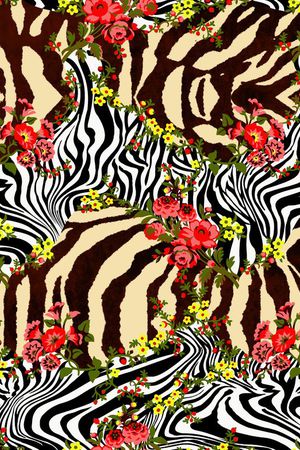 花卉组合印花华亿平台图片