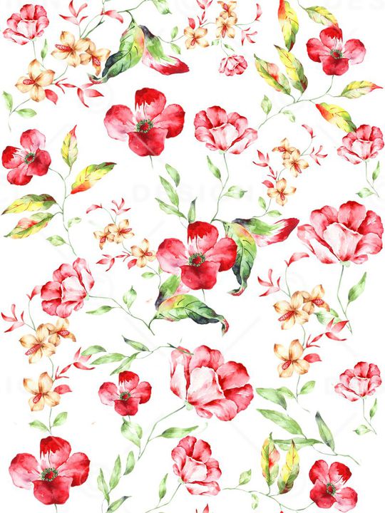 水彩花卉 叶子印花华亿平台图片