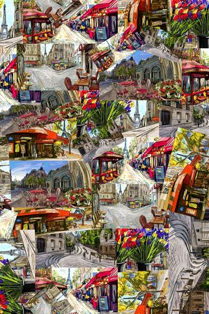 欧美 流行时尚 风景油画拼接 服装 家纺 窗帘印花华亿平台图片