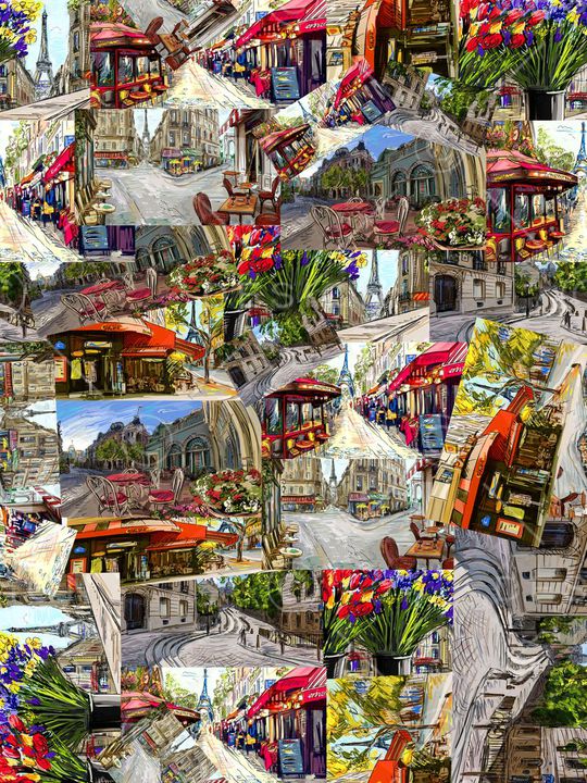 欧美 流行时尚 风景油画拼接 服装 家纺 窗帘印花华亿平台图片