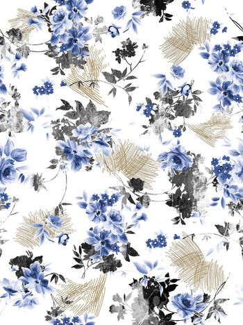 529569-缠枝花卉剪影几何素描笔触组合女装衬