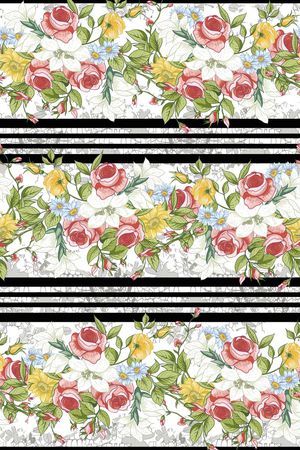 流行时尚手绘花卉印花华亿平台图片