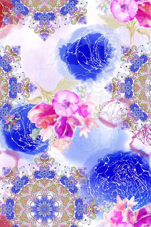 蕾丝花团印花华亿平台图片