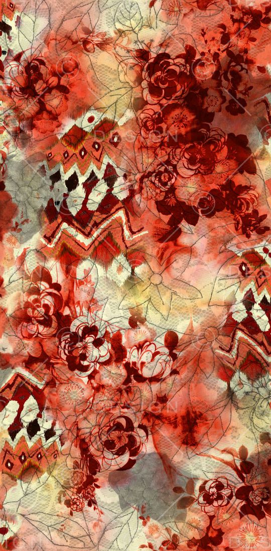 抽象 蕾丝 花卉 波纹 几何花印花华亿平台图片