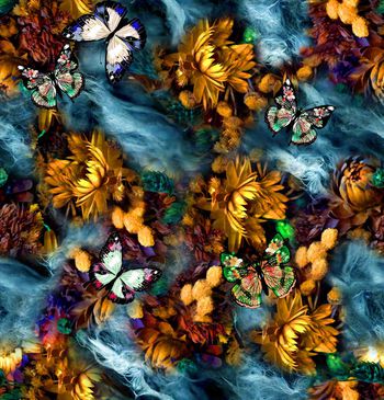 530077-抽象云雾纹理花卉图案