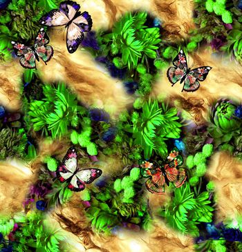 530078-抽象云雾纹理花卉图案