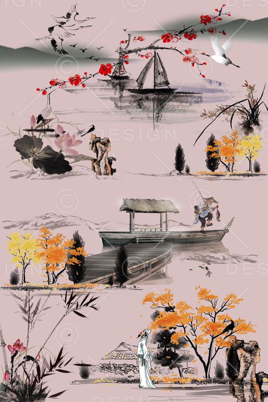 中国风印花华亿平台图片