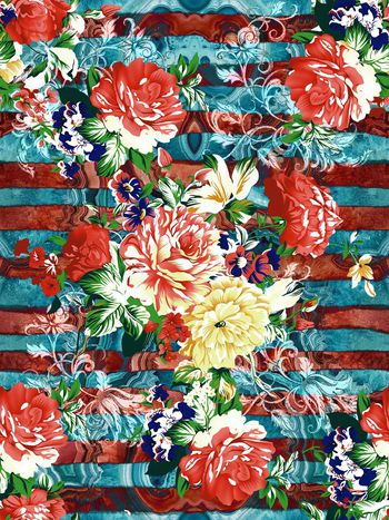 530395-抽象纹理横条花卉图案