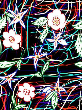 530582-原创手绘 抽象乱纹花卉 服装 家纺