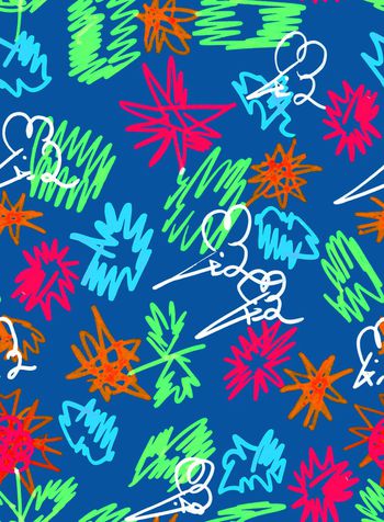 530639-原创手绘 抽象乱纹小老鼠 服装 家