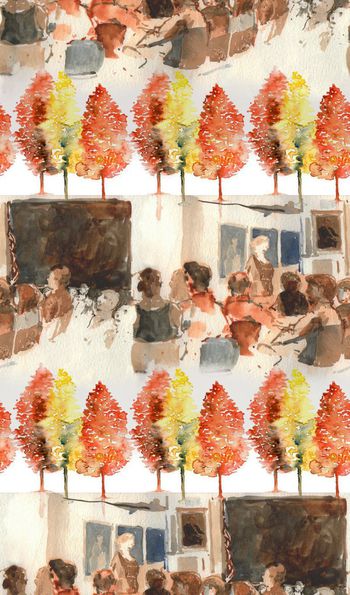 530905-回忆学生时代主题抽象 手绘树木  