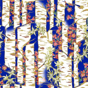 白桦林印花华亿平台图片