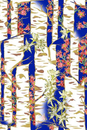 白桦林印花华亿平台图片