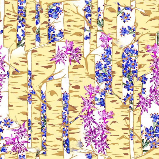 白桦林印花华亿平台图片