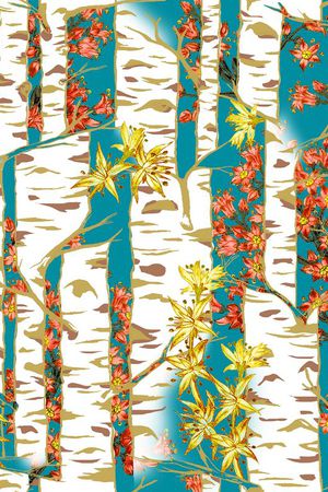 白桦林印花华亿平台图片