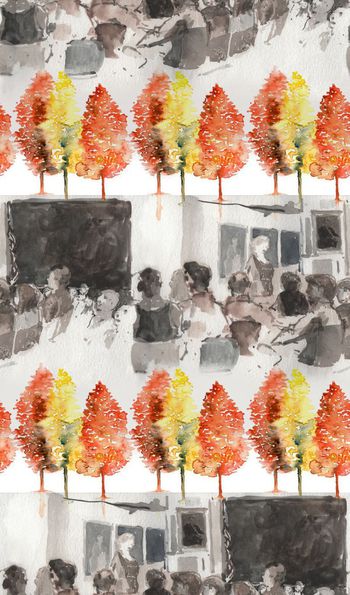 530953-回忆学生时代主题抽象 手绘树木  