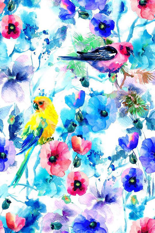 水彩画印花华亿平台图片