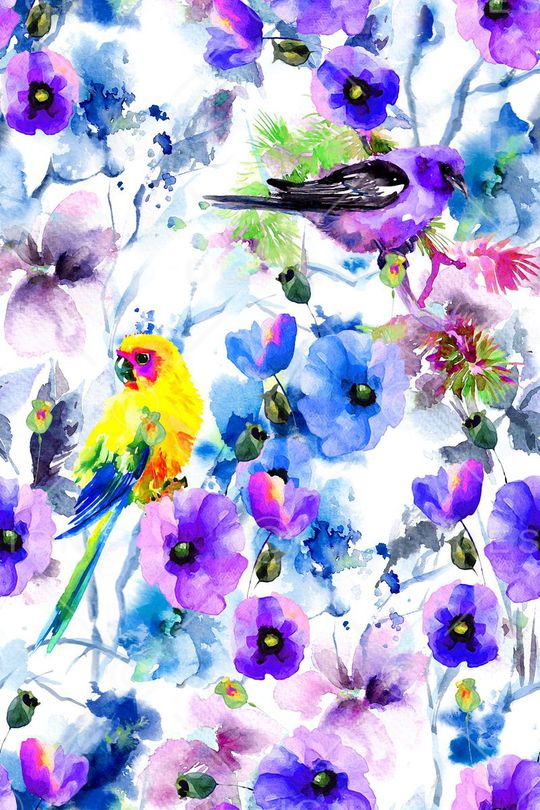 水彩画印花华亿平台图片