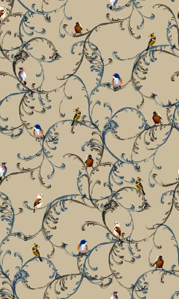 531080-复古 时尚 藤蔓 鸟 组合 服装 