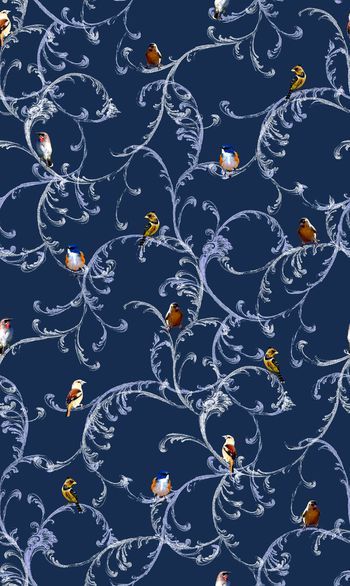 531081-复古 时尚 藤蔓 鸟 组合 服装 