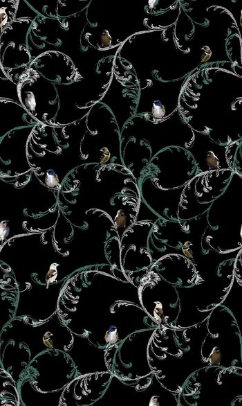 531083-复古 时尚 藤蔓 鸟 组合 服装 