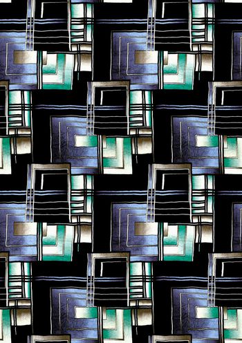 531273-复古 变形几何 服装 家纺 沙发布