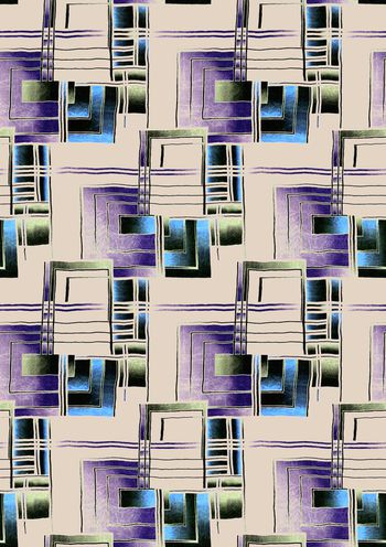 531276-复古 变形几何 服装 家纺 沙发布