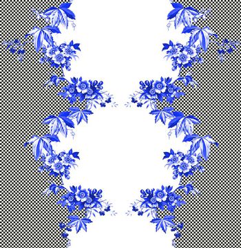 531423-几何花卉  青花瓷花卉3  