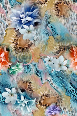 传统花卉印花华亿平台图片