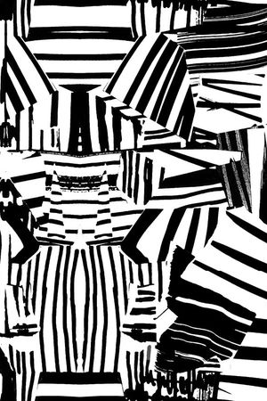 拼接水墨线条印花华亿平台图片